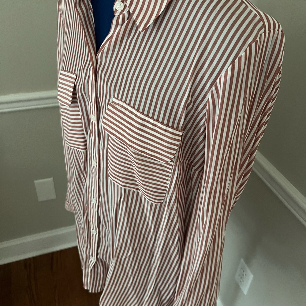 Express button up women’s large striped shirt